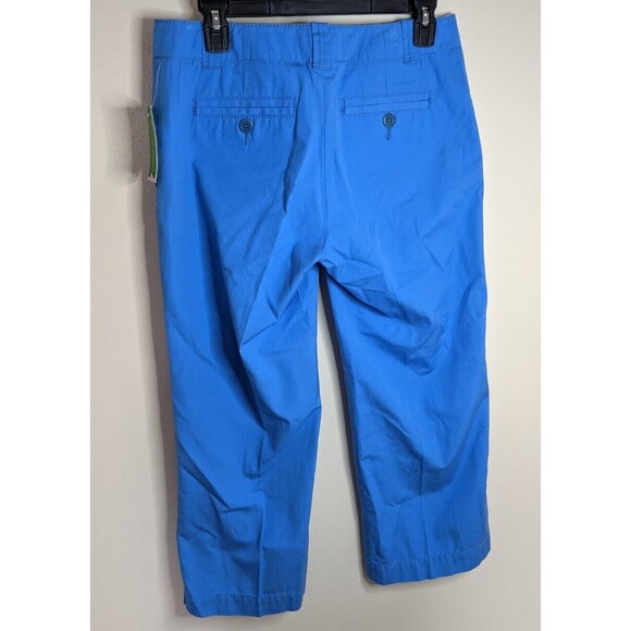 Lilly Pulitzer Pants Cropped Blue Mid Rise Capris Casual 100% Cotton Size 4 - Picture 2 of 10